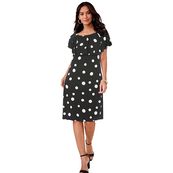 

Женское платье-трансформер с воланами из стрейч-трикотажа plus size Roaman'S, White Large Dots