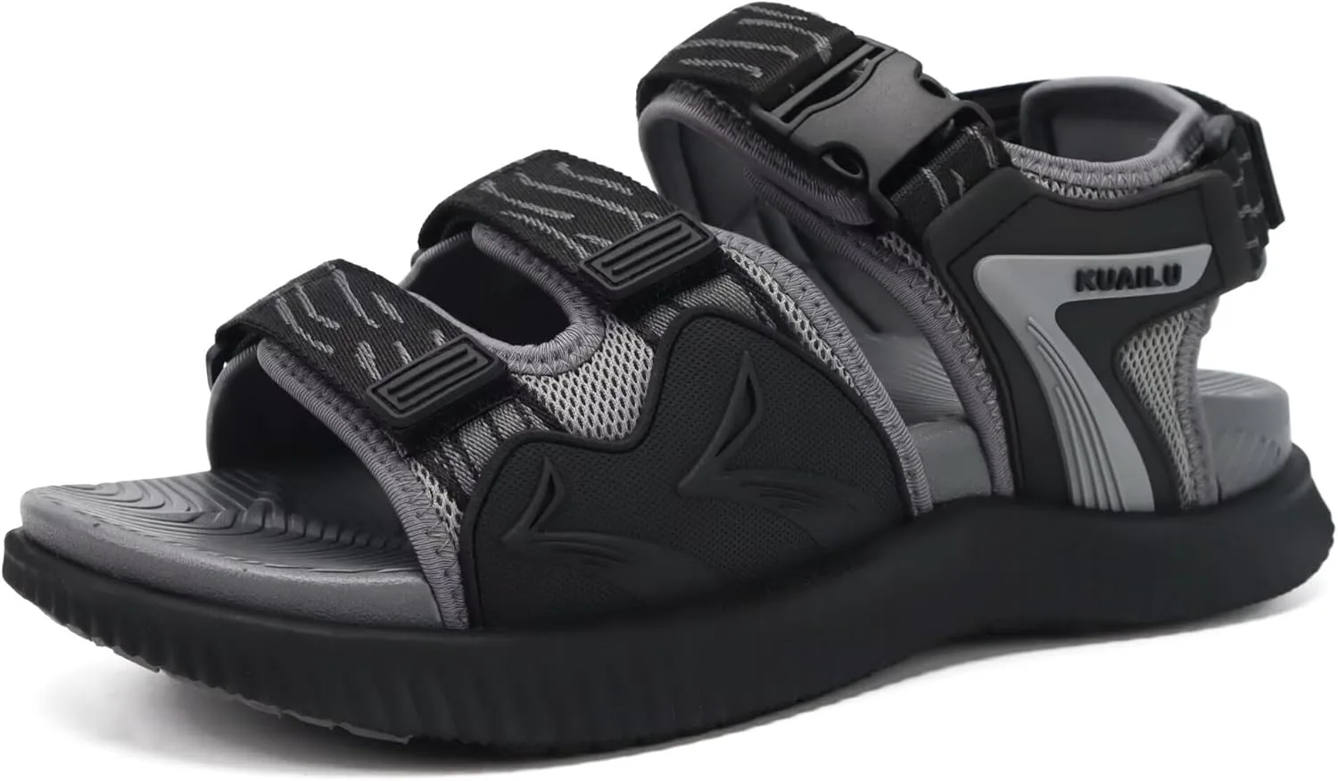 

Мужские спортивные сандалии KuaiLu с поддержкой свода, амортизацией, для улицы и воды, серо-черные