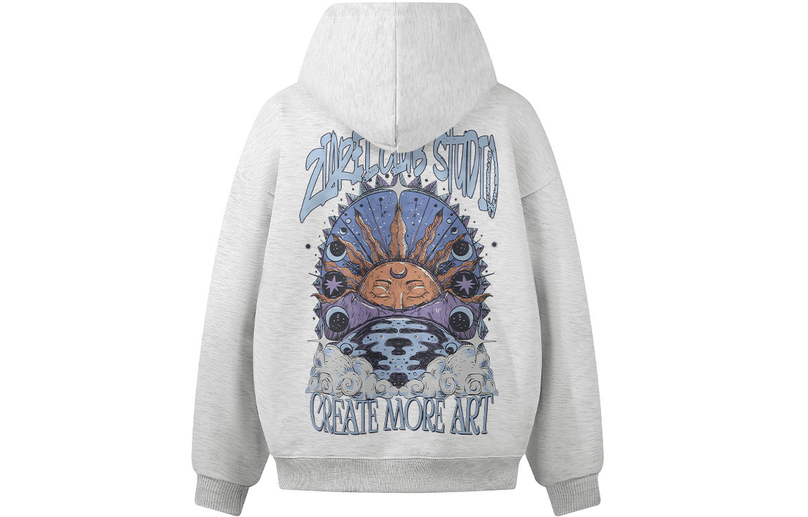 

Толстовка Unisex Hooded Moderate Heavyweight ZIAREL, белый heather серый