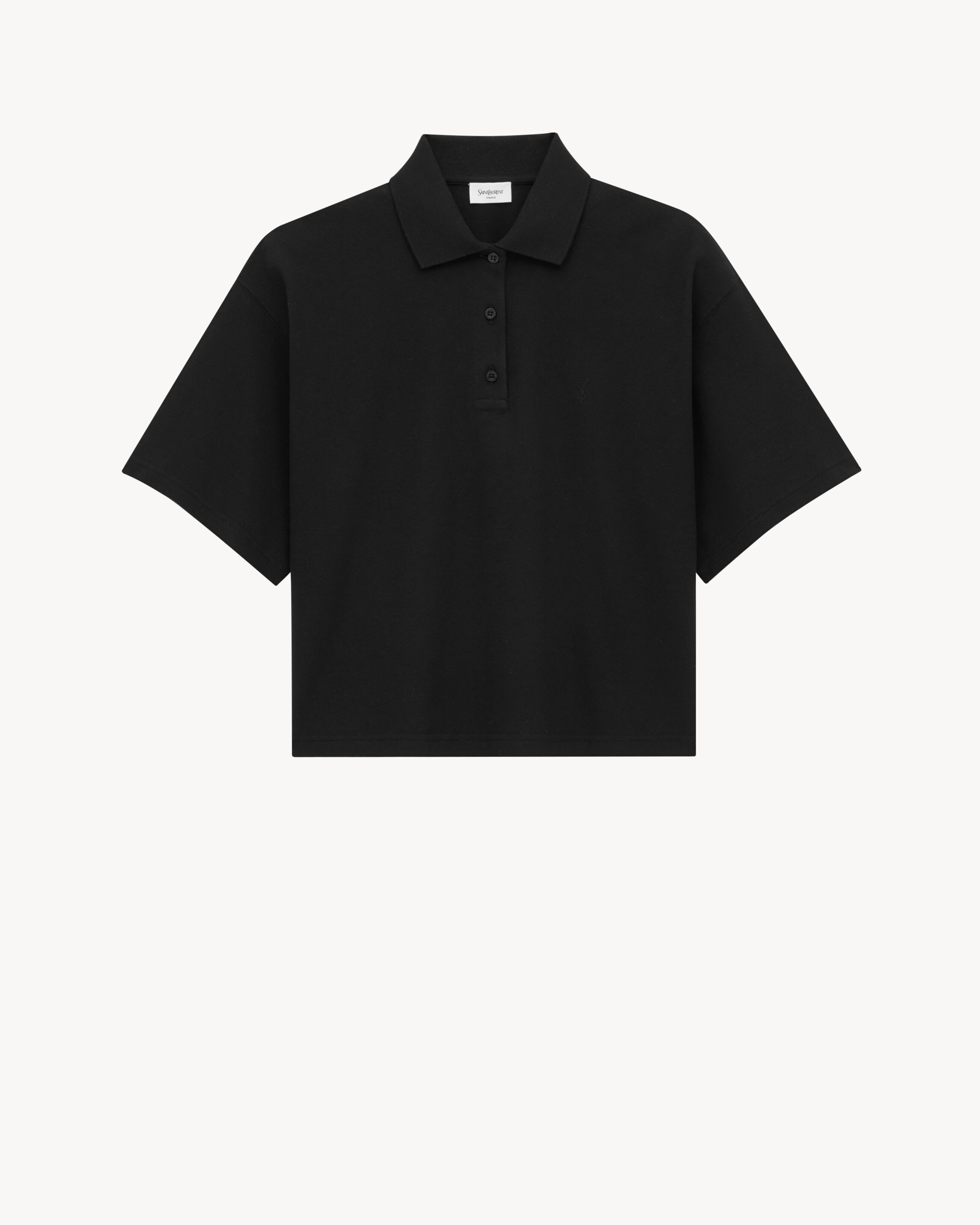 

Поло CASSANDRE из пике Saint Laurent, черный