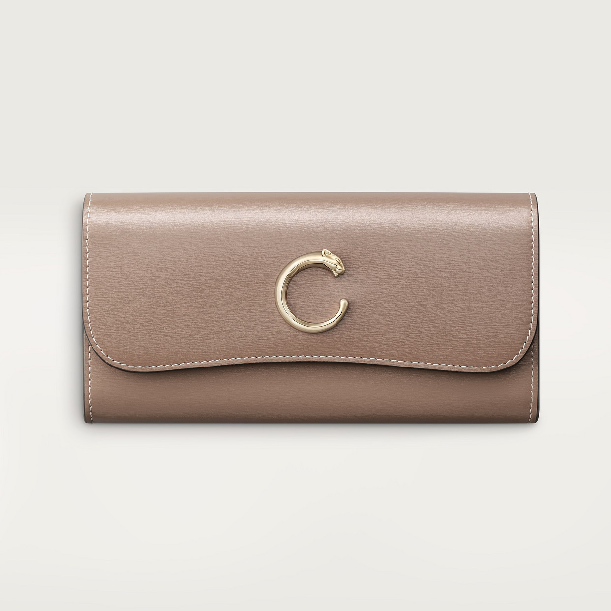 

Кошелек Cartier Portefeuille international à rabat, Panthère C de Cartier, зернистая телячья кожа цвета глины