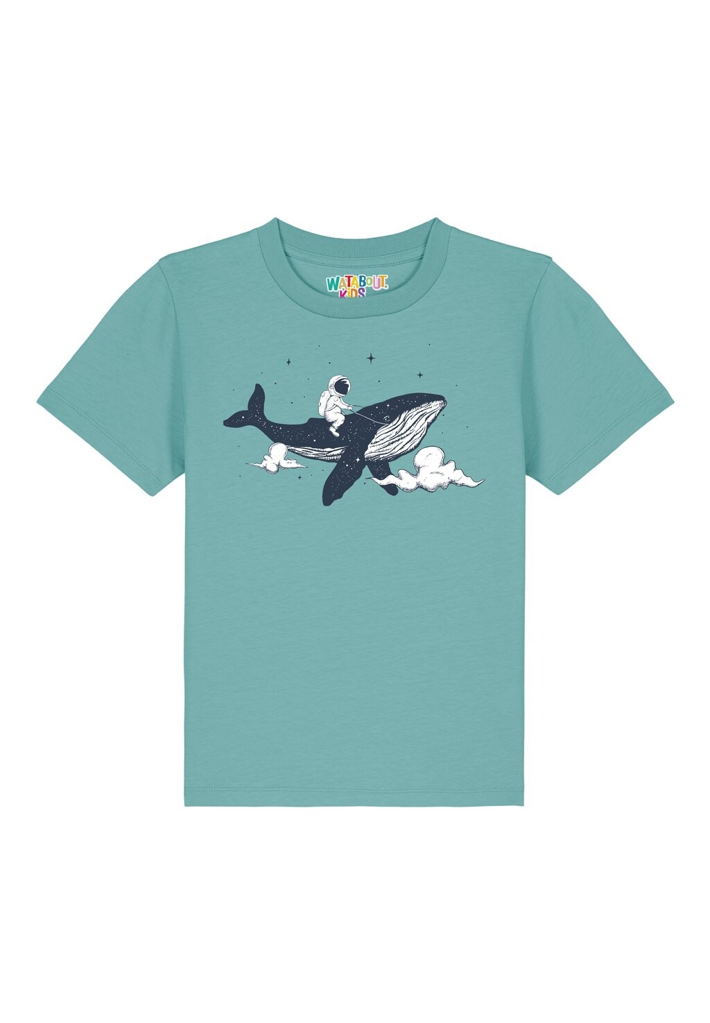 

Футболка с принтом SPACEWHALE Watapparel, цвет teal monstera