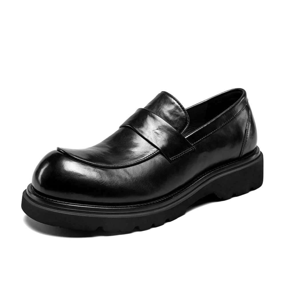 YEARCON Повседневные кожаные туфли мужские черные, цвет Black (Standard Leather Shoe Size, Suggestion: Consider 1 Size Down from Athletic Shoes) — фото 2