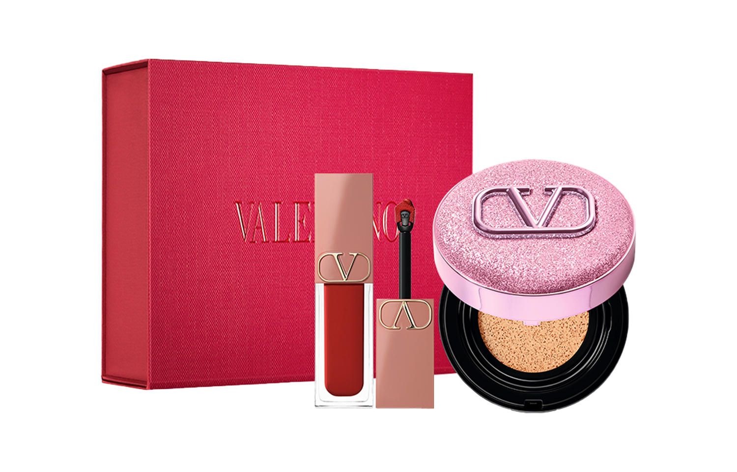 

Valentino Набор косметики Pink Cushion Lip Cream Box для естественного тона лица #151R+#LN2