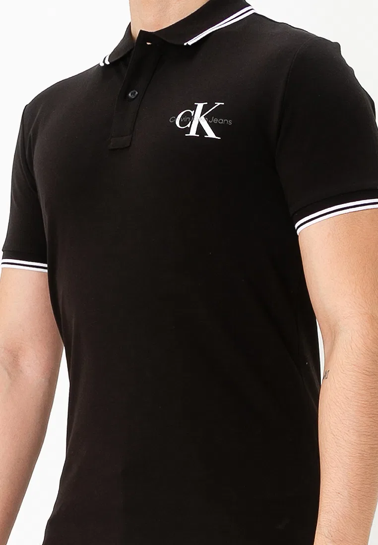 Поло Calvin Klein Jeans, Slim Monogram Tipping, синее — фото 3