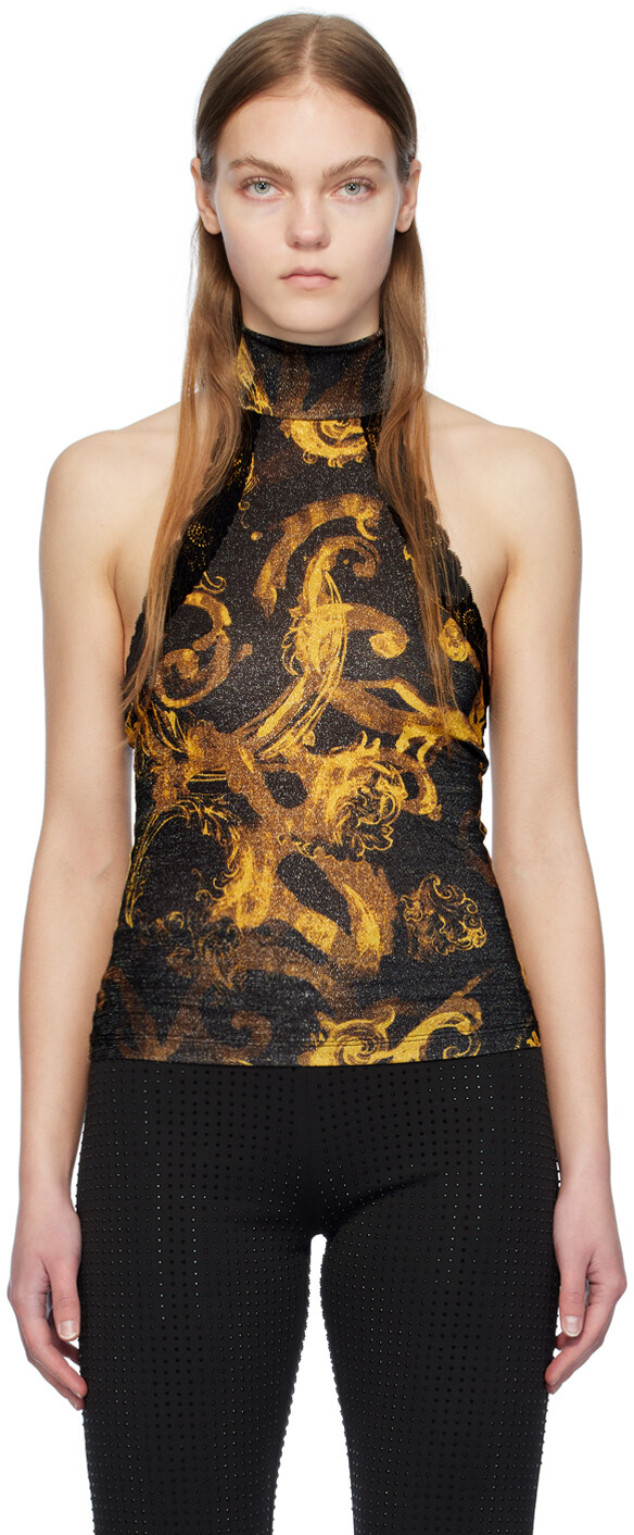 

Черный топ-бретелька Watercolor Couture Versace Jeans Couture