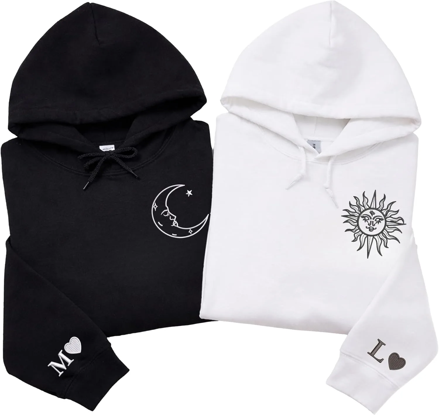

Парный худи с вышивкой "солнце и луна" — подарок на годовщину, день святого Валентина или день рождения COUPLEHOODIES