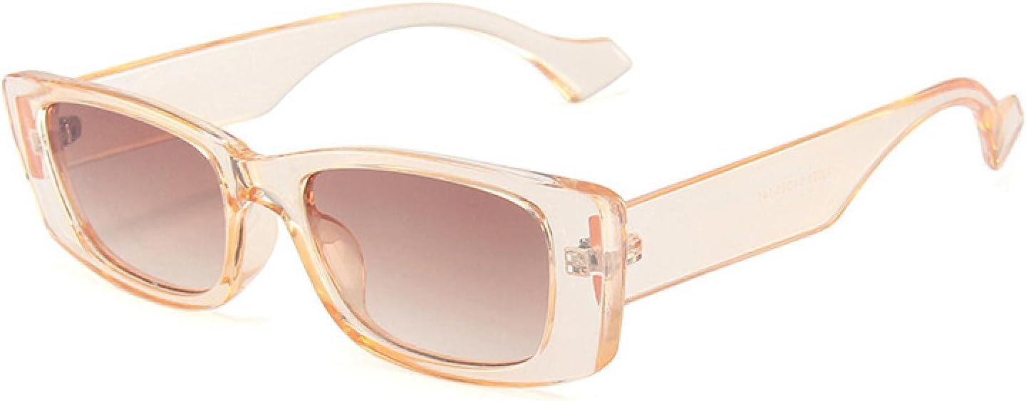 

Ретро маленькие прямоугольные солнцезащитные очки для женщин, популярная мода, конфетные цвета, мужские солнцезащитные очки с защитой от УФ-излучения UV400 VVTWSSW, Clear Tea