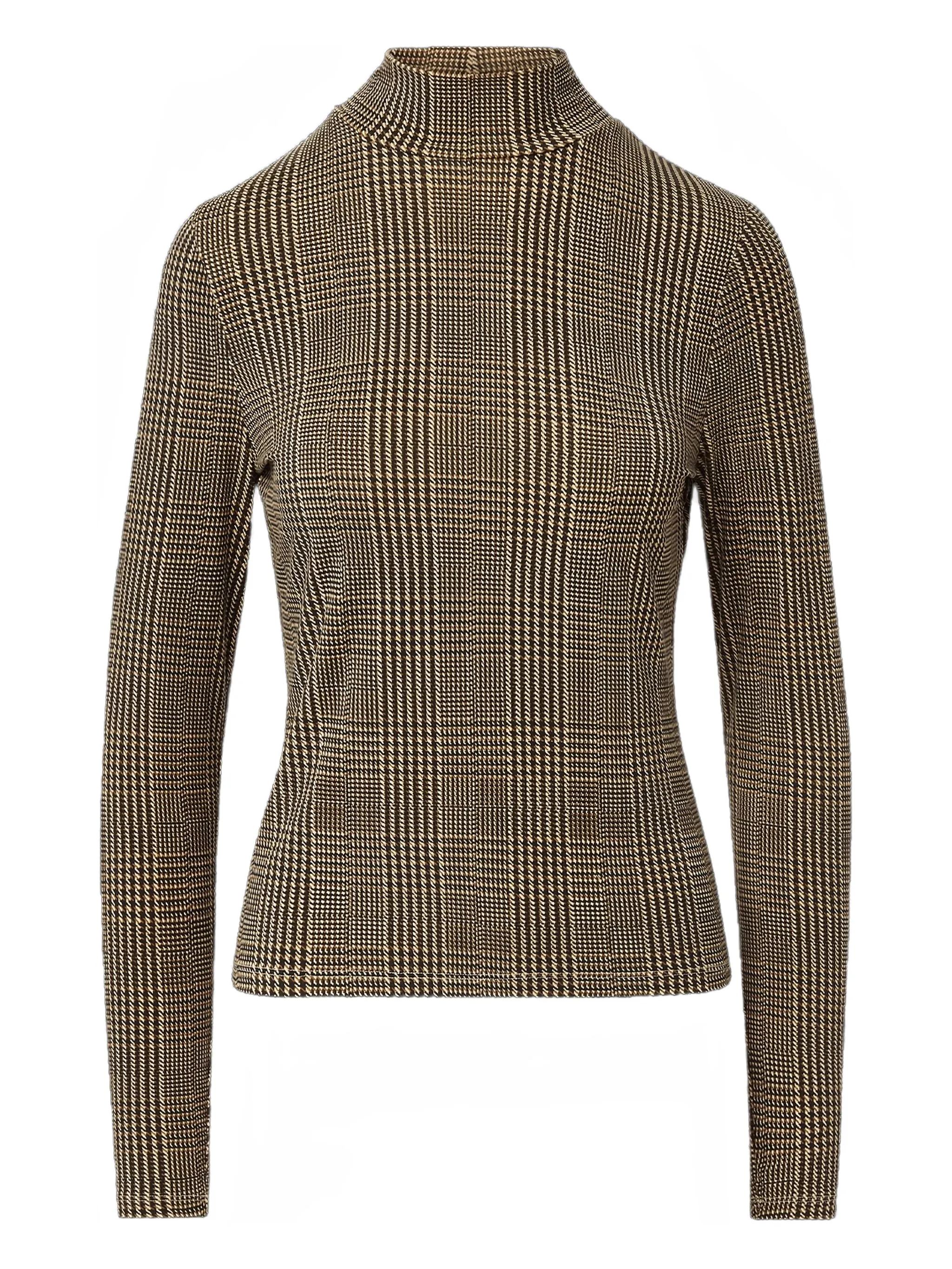 

Клетчатый топ Nate с высоким воротником Veronica Beard, коричневый