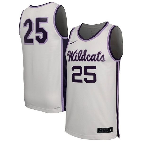 

Мужская белая баскетбольная майка kansas state wildcats #25 retro replica Nike