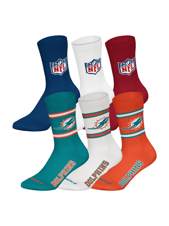 

NFL Набор из 6 носков с символикой Miami Dolphins/Mix