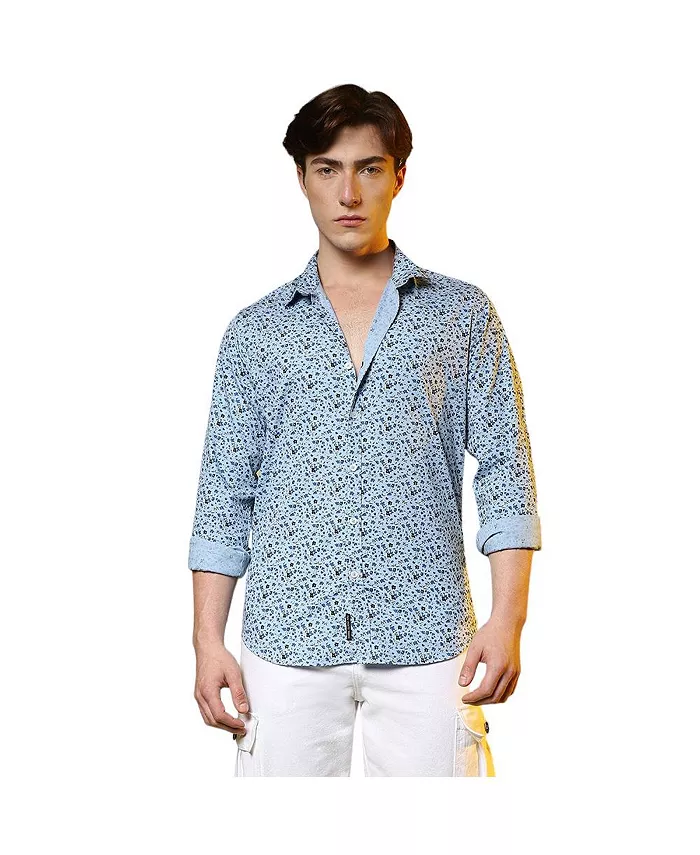 

Мужская рубашка Prussian Blue Micro Floral Campus Sutra, синий