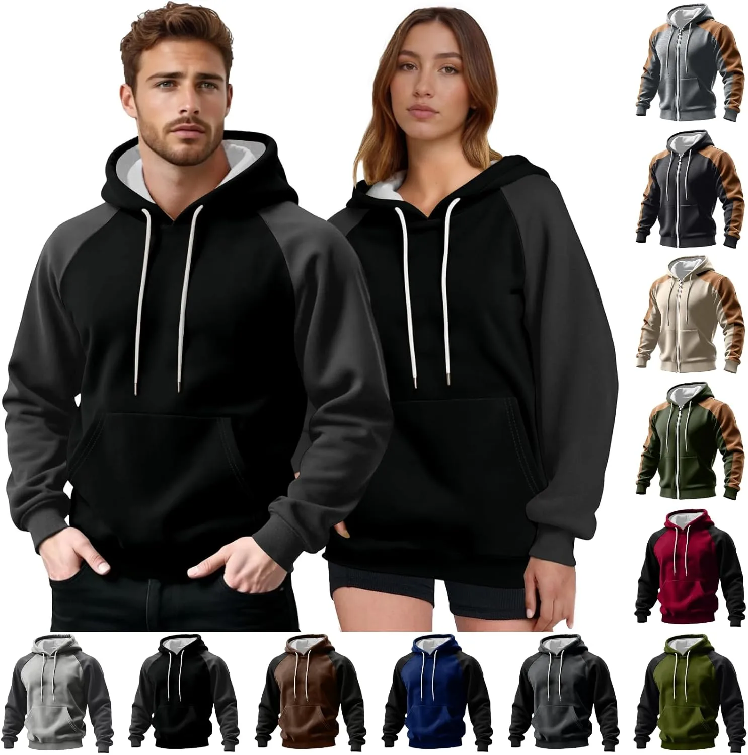 

Толстовка с капюшоном Unisex, цветной блок, длинный рукав, с карманом-кенгуру betible