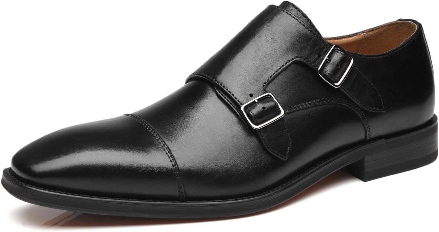 

Мужские слипоны La Milano с двойной пряжкой Monk Strap, с закрытым носком, из кожи, оксфорды, формальные, деловые, повседневные, удобные туфли для мужчин, черный