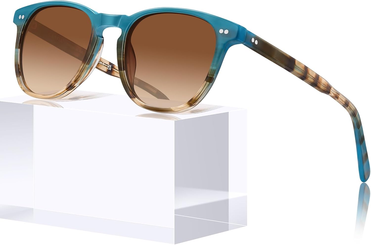 

Солнцезащитные очки CARFIA Retro с поляризацией для женщин, для маленького и среднего лица, с защитой от УФ-излучения, оправа из ацетата ручной работы, модель CA5285, 1-2. Ocean Blue Tortoise Frame Gradient Brown Lens