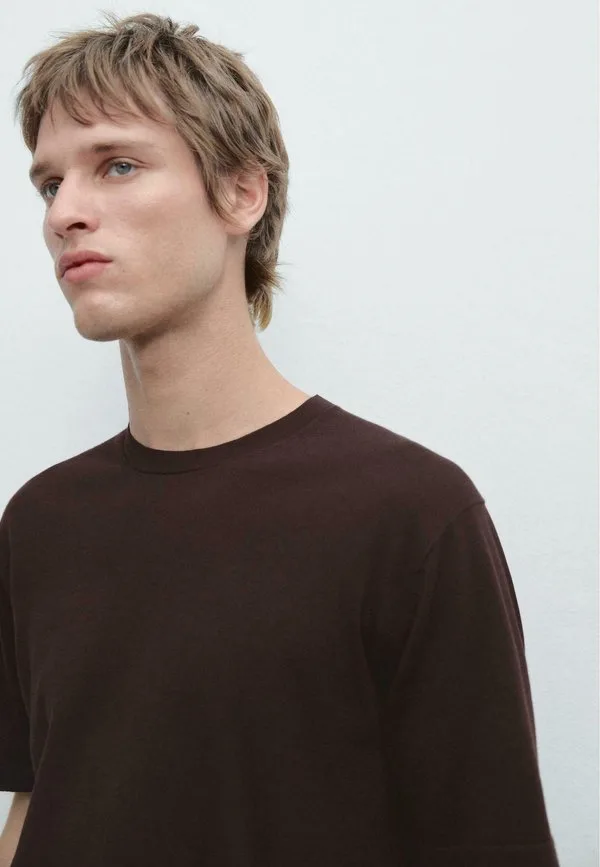 Простая футболка Massimo Dutti, Mottled Bordeaux — фото 4