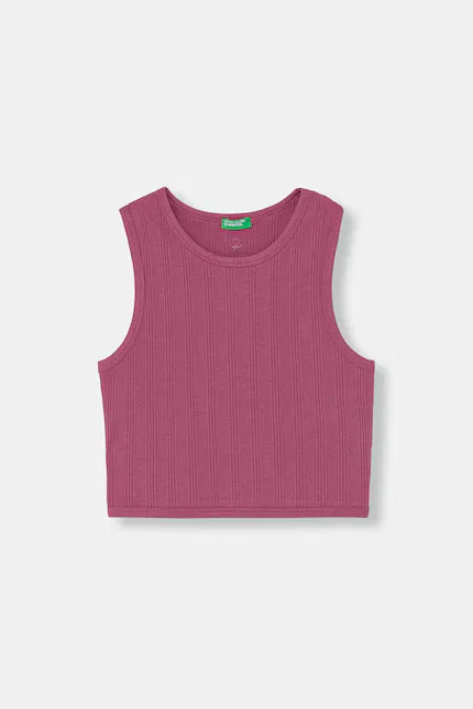Топ-кроп без рукавов из эластичной бавовны United Colors of Benetton, фиолетовый