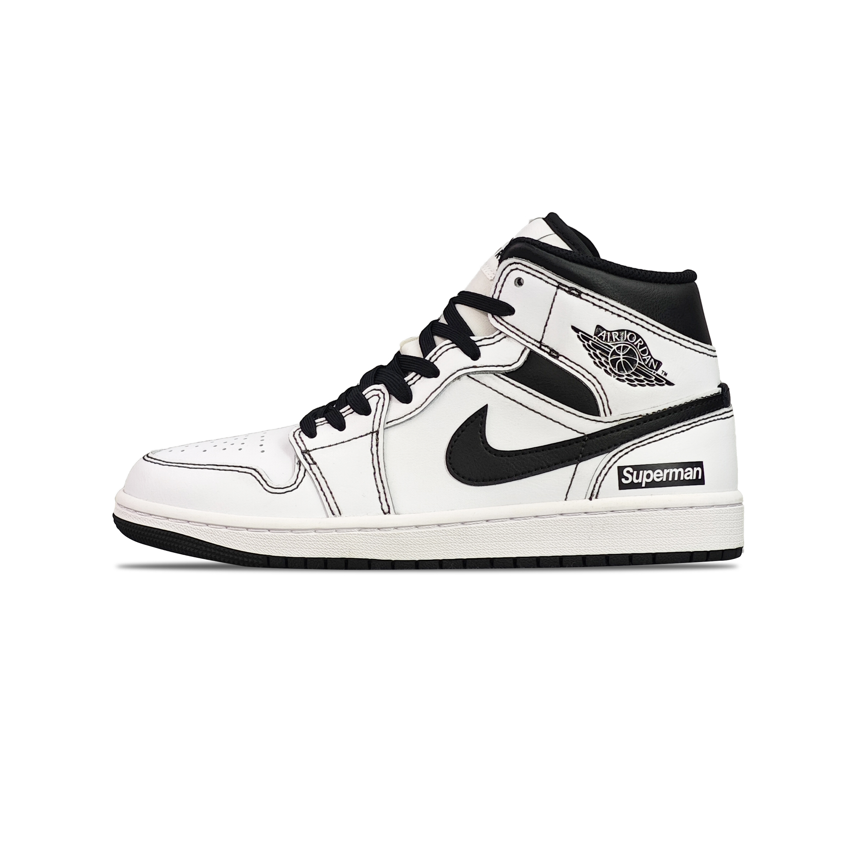 

Кроссовки Air Jordan 1 Vintage Basketball Shoes Unisex High-top Black/White, черный