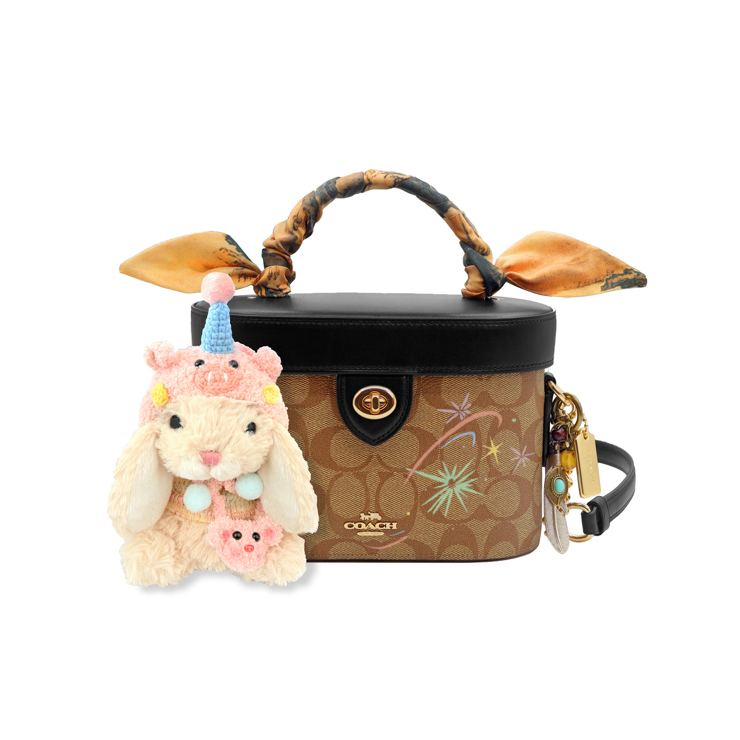 

COACH Кожаная сумка через плечо малая унисекс разноцветная, Hanging Ears Bunny