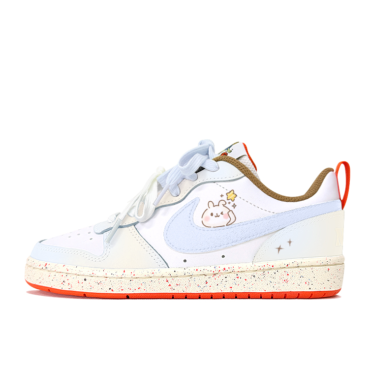 

Court Borough 2 нескользящие противоударные амортизирующие устойчивые к истиранию детские скейтбординг кроссовки Unisex Nike, белый/синий