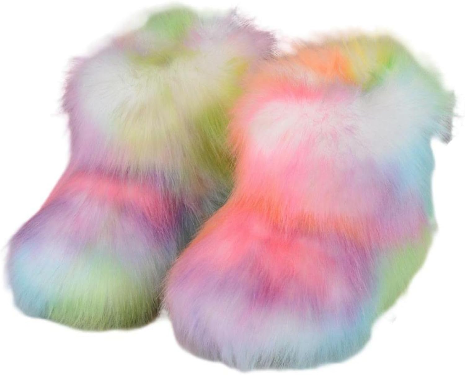 

Девочкам искусственный мех, средние зимние сапоги, теплые, пушистые, меховые ботинки Urmycos, Regenbogen