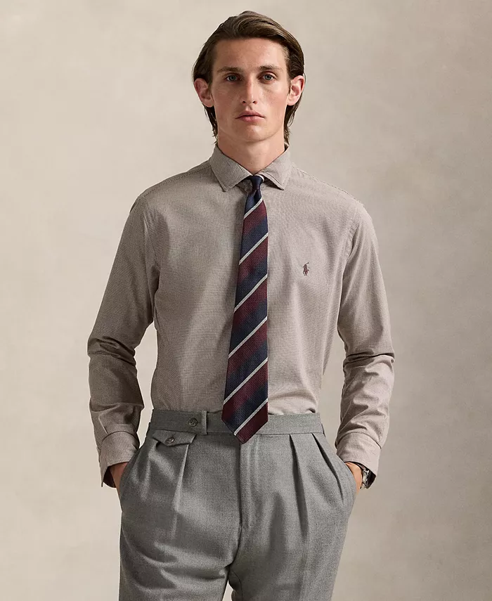 

Мужская рубашка классического кроя из твила с узором «гусиная лапка» Polo Ralph Lauren, коричневый