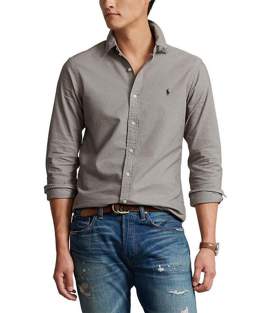 

Оксфордская рубашка классического кроя с длинными рукавами Polo Ralph Lauren, серый