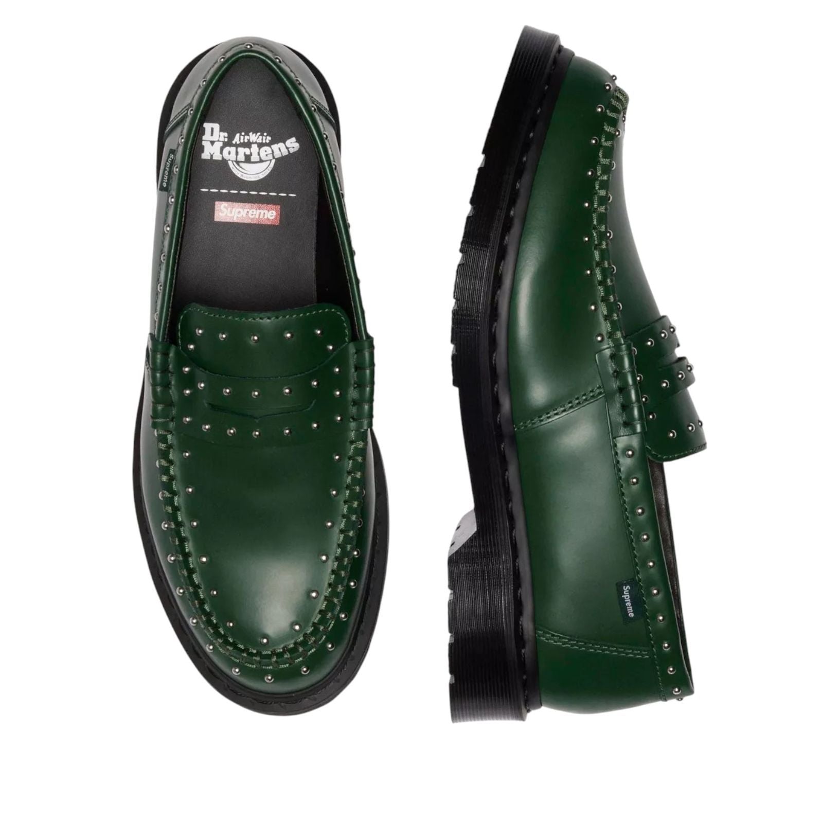 Лоферы Dr. Martens x Supreme Studded Penton, цвет «зеленый» — фото 4