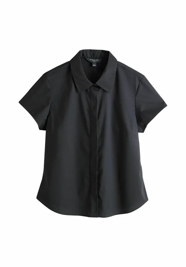 Обычная эластичная блузка с коротким рукавом на пуговицах Next, Black — фото 4