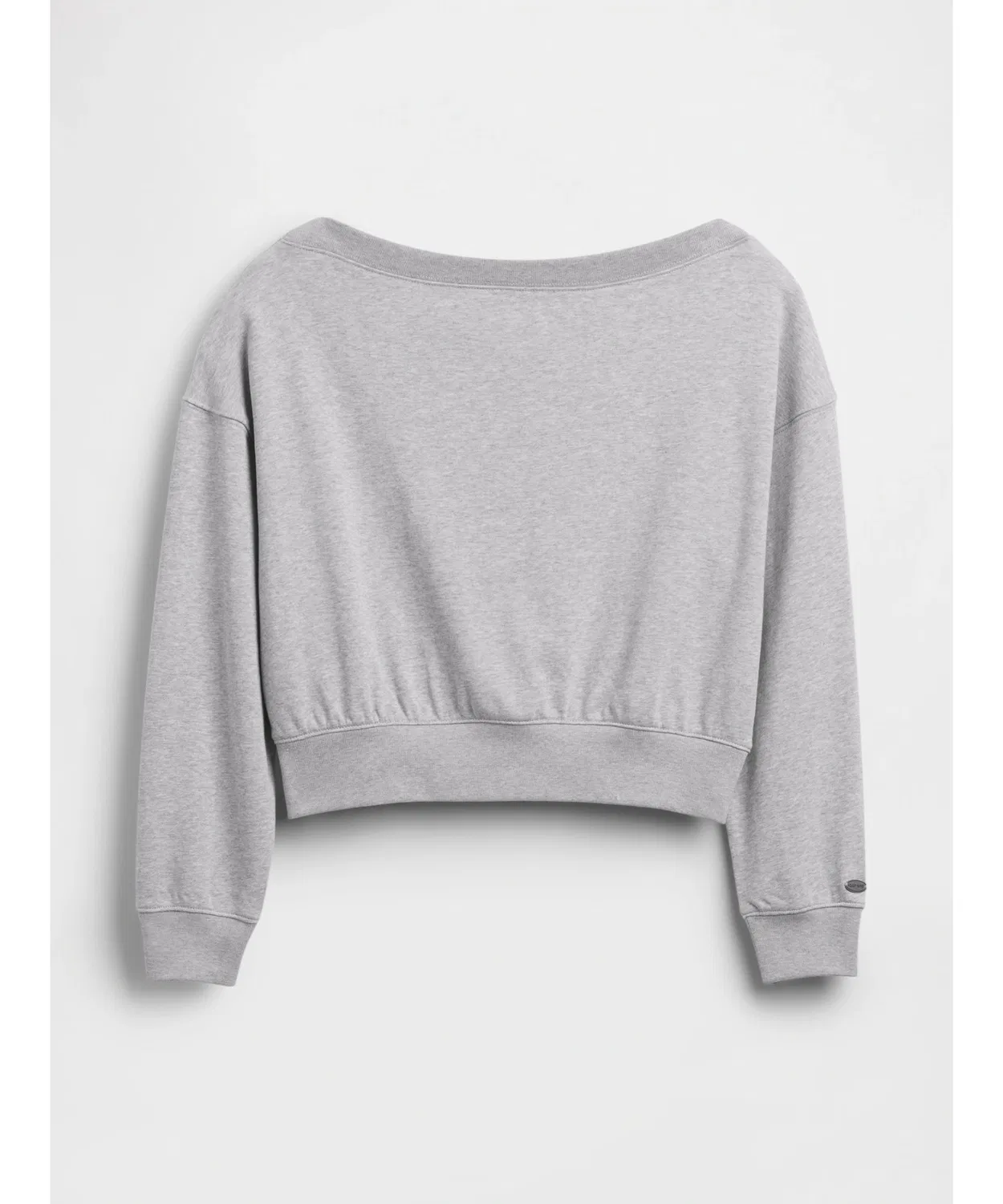 Свитшот оверсайз Gap Premium Soft French Terry с открытым вырезом, укороченный, черный — фото 3