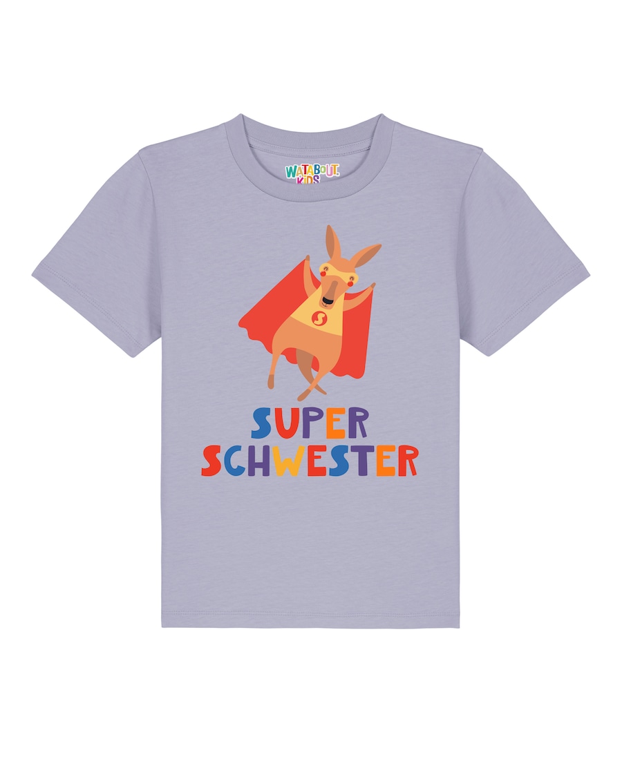 

Рубашка watabout.kids Känguru Superschwester, лавандовый/темно-фиолетовый