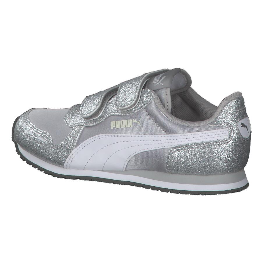 Кроссовки детские PUMA Cabana Racer Glitz V PS, серебристые, для девочек, 370985 — фото 3