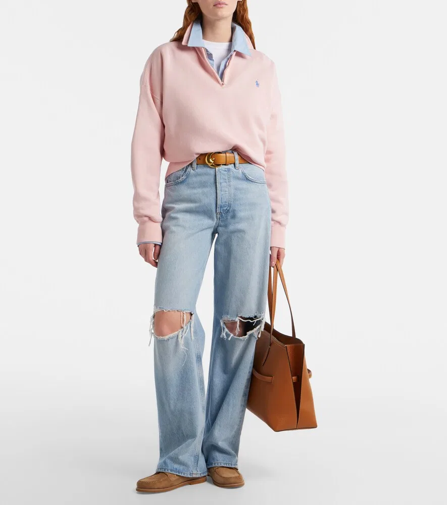 Толстовка из хлопкового флиса с застежкой-молнией до середины груди Polo Ralph Lauren, розовый — фото 2