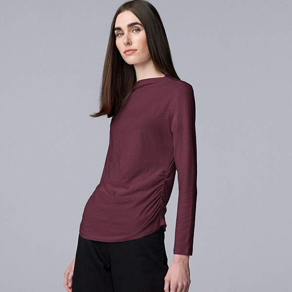 

Женская футболка с драпировкой и высоким воротником Simply Vera Vera Wang, Light Fudge Heather
