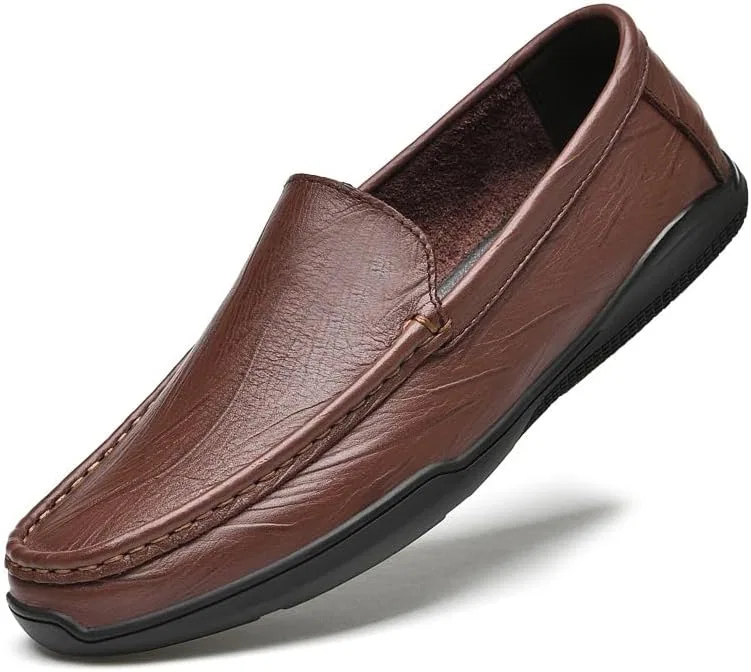 Туфли лоферы кожаные Men's Loafers Shoes, коричневый PUGHGAETZF — фото 3