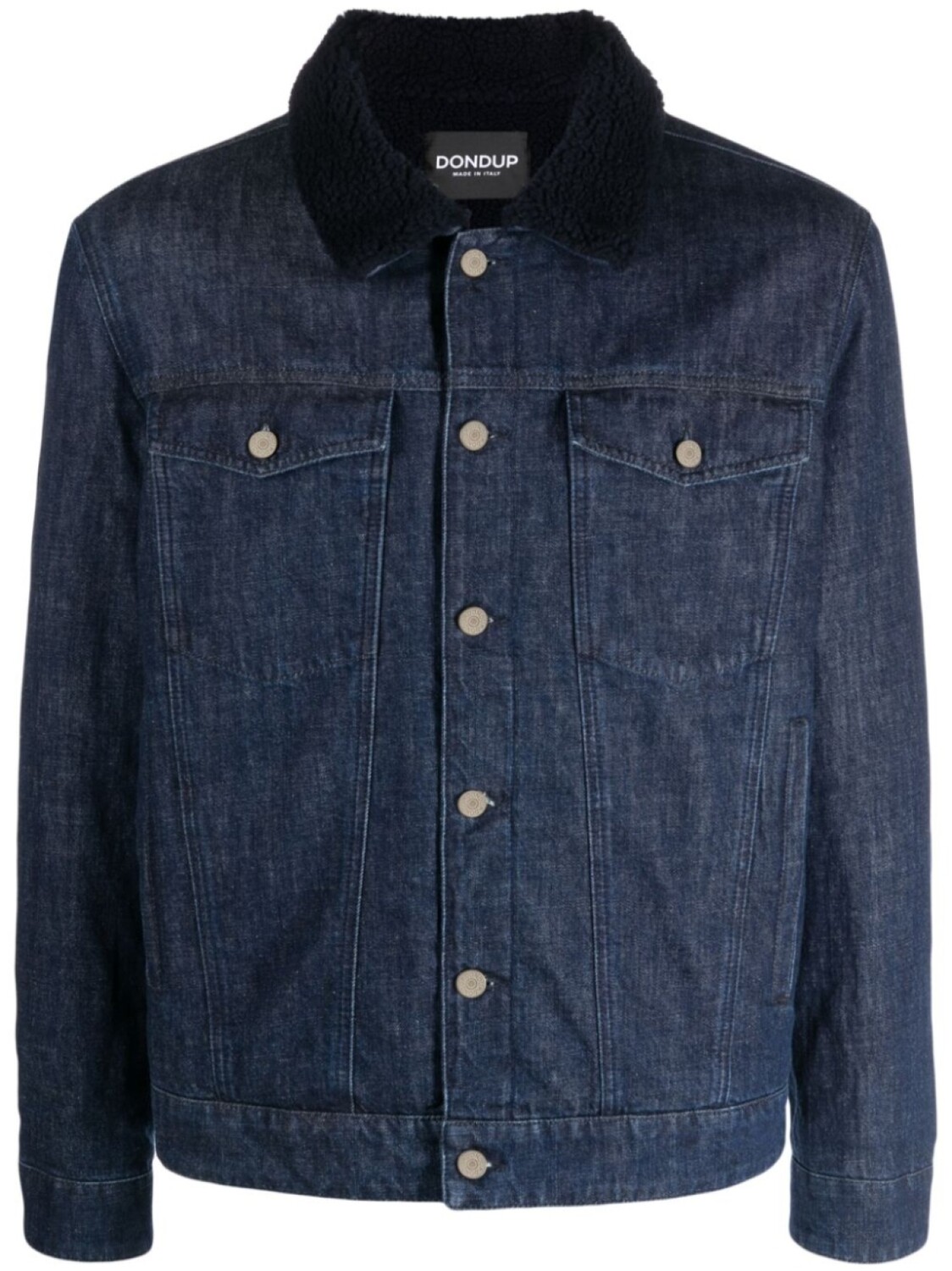 

DONDUP fleece-collar button-up denim jacket, синий