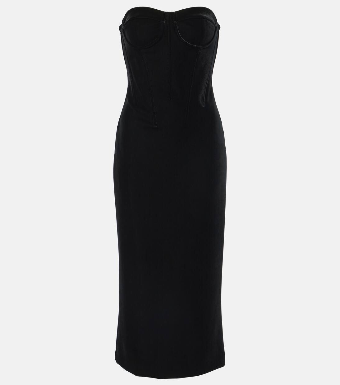 

Платье-бюстье из бархата Sportmax, черный