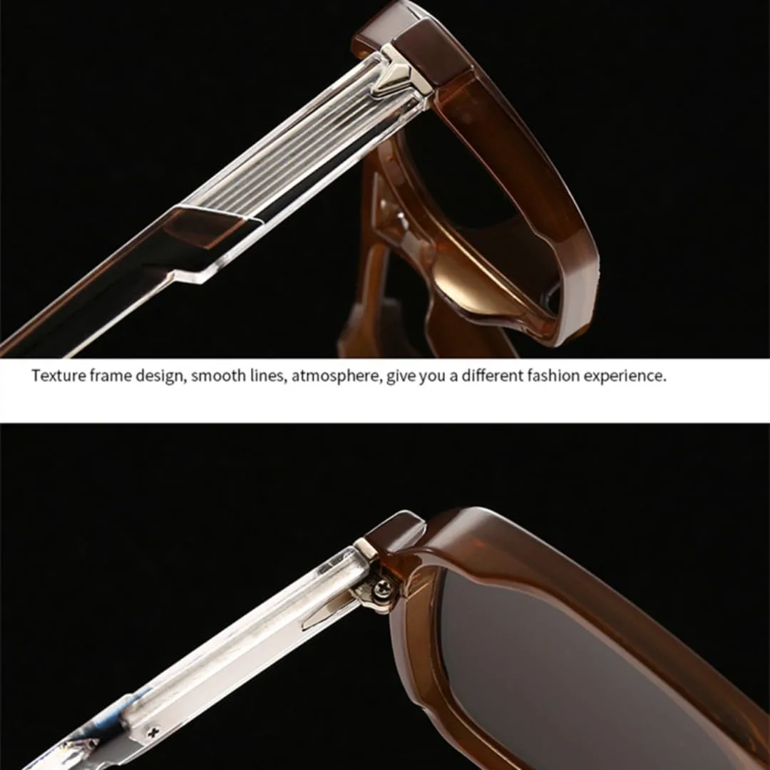 

Мужские квадратные солнцезащитные очки Retro Rivets с двойной перемычкой, защита от УФ-излучения UV400, модные женские очки класса люкс TVTBBVV, Tea Orange Tea