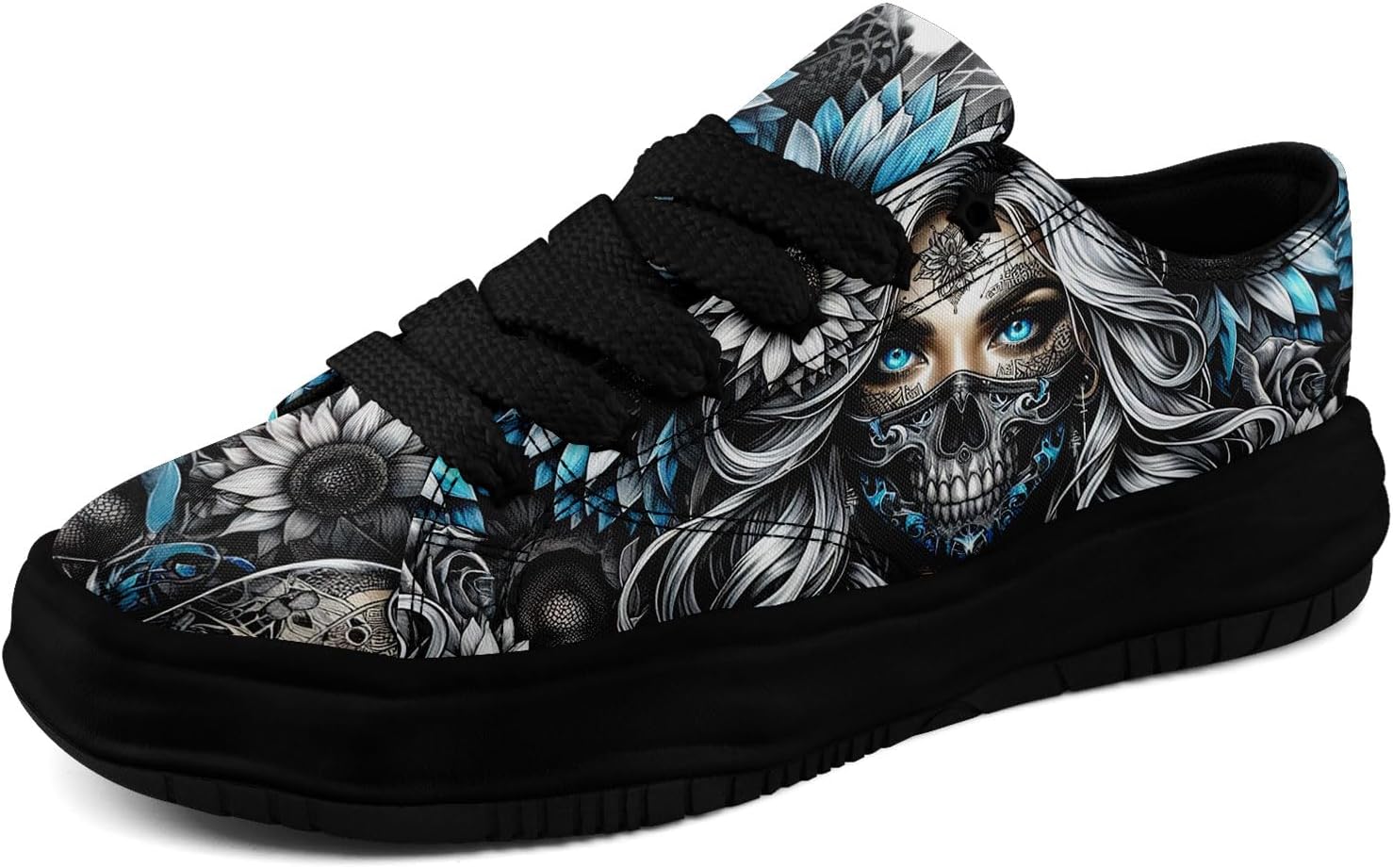 

Мужские готические кроссовки coolcustomize с черепами, модные, повседневные, для скейтбординга, из холщовой ткани, женские, уличная мода, удобные для ходьбы, голубой