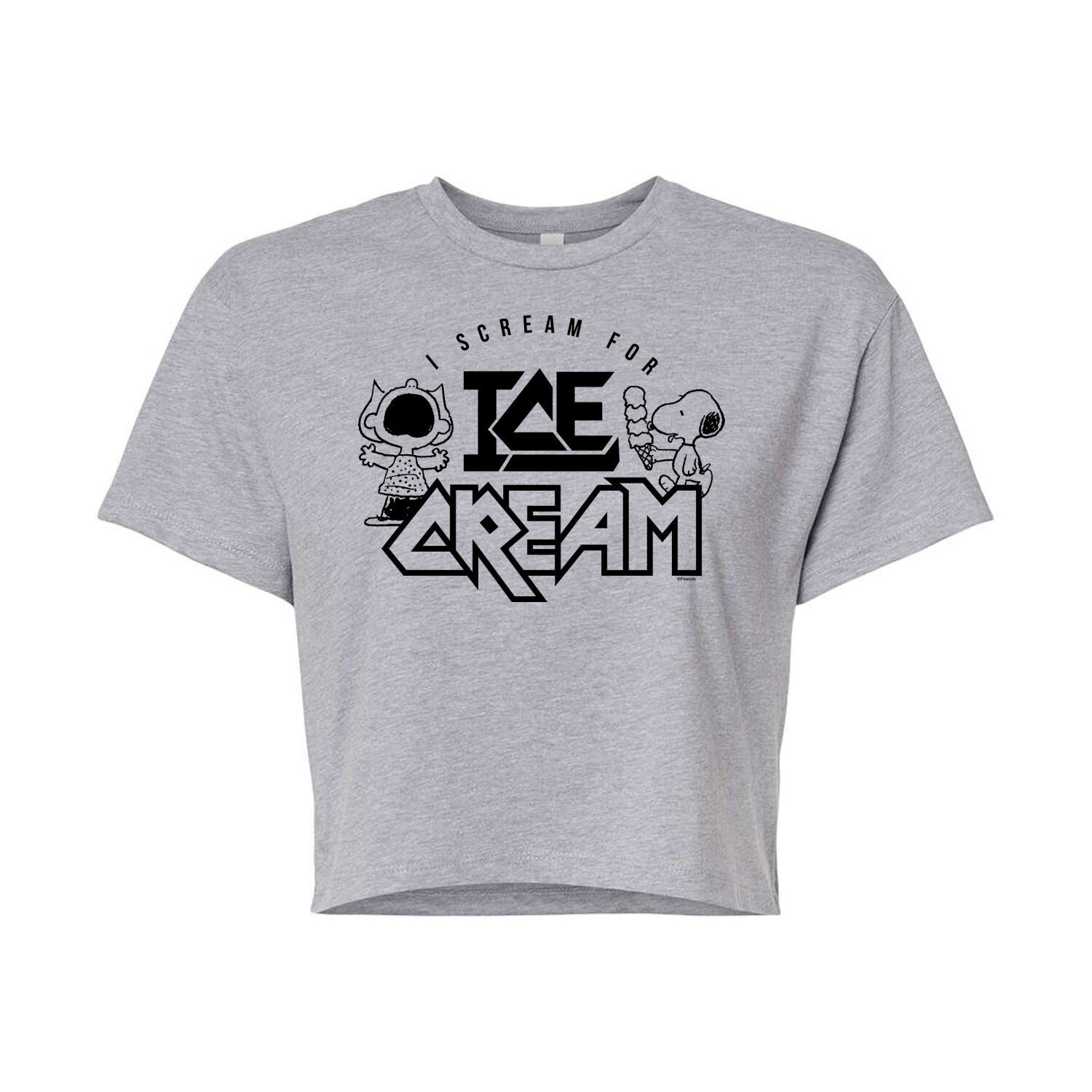 

Укороченная футболка с рисунком Peanuts Charlie Brown & Snoopy Ice Cream для юниоров Licensed Character, серый