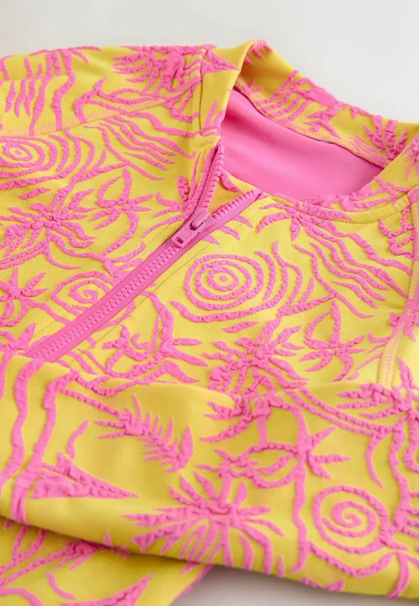 Купальник стандартного кроя с длинными рукавами Next, Pink Yellow — фото 3