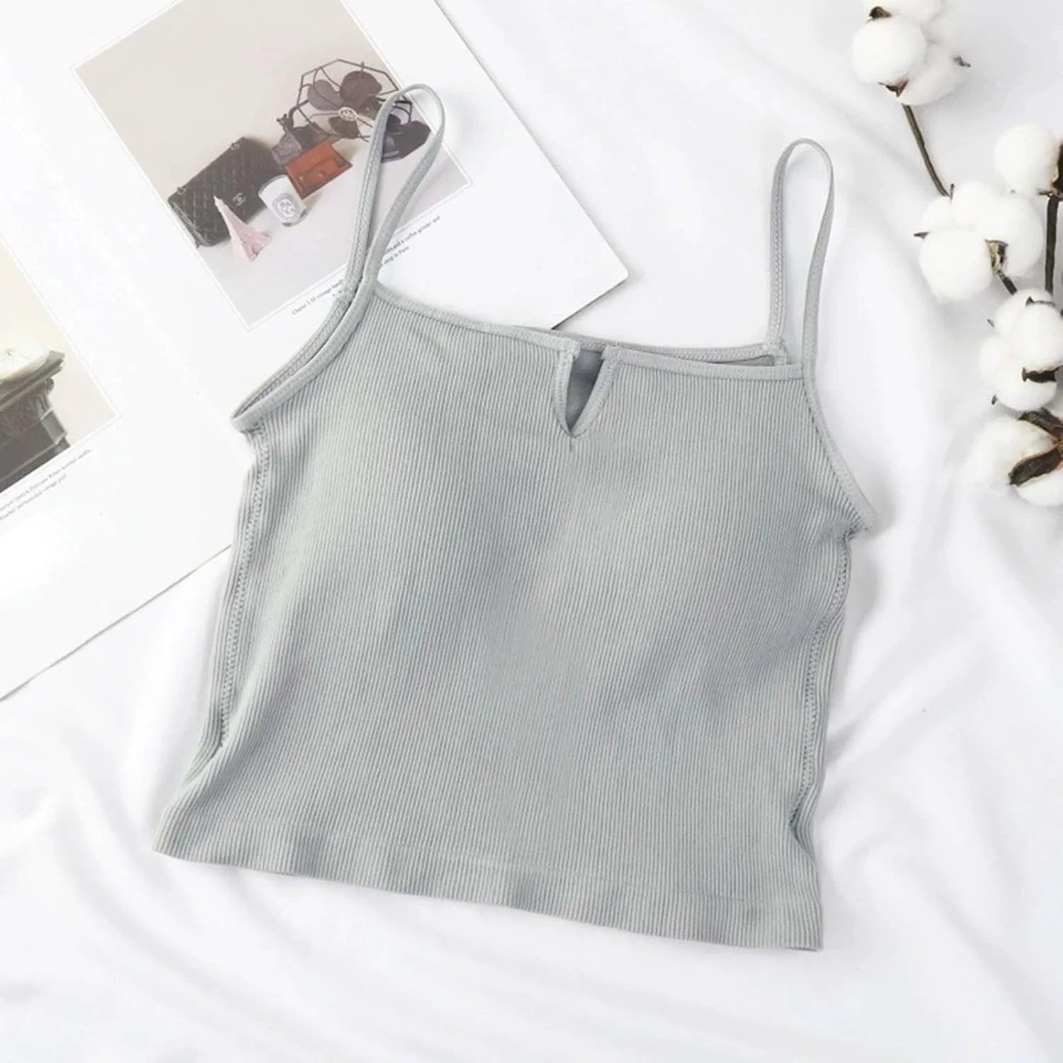 Топ для активного отдыха с встроенным бюстгальтером, Generic, Light Gray — фото 4
