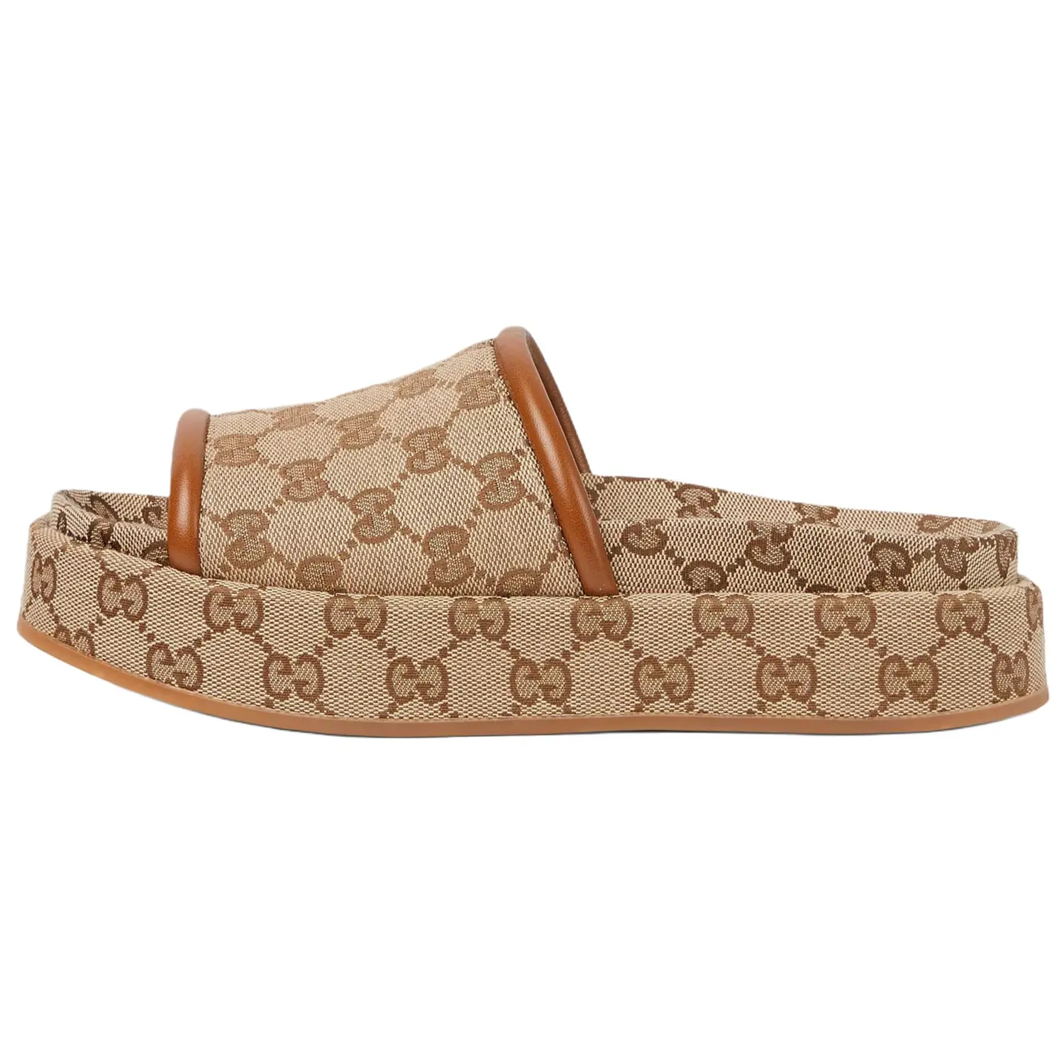 GUCCI Женские сандалии Platform 'GG Canvas Beige Dark Brown'