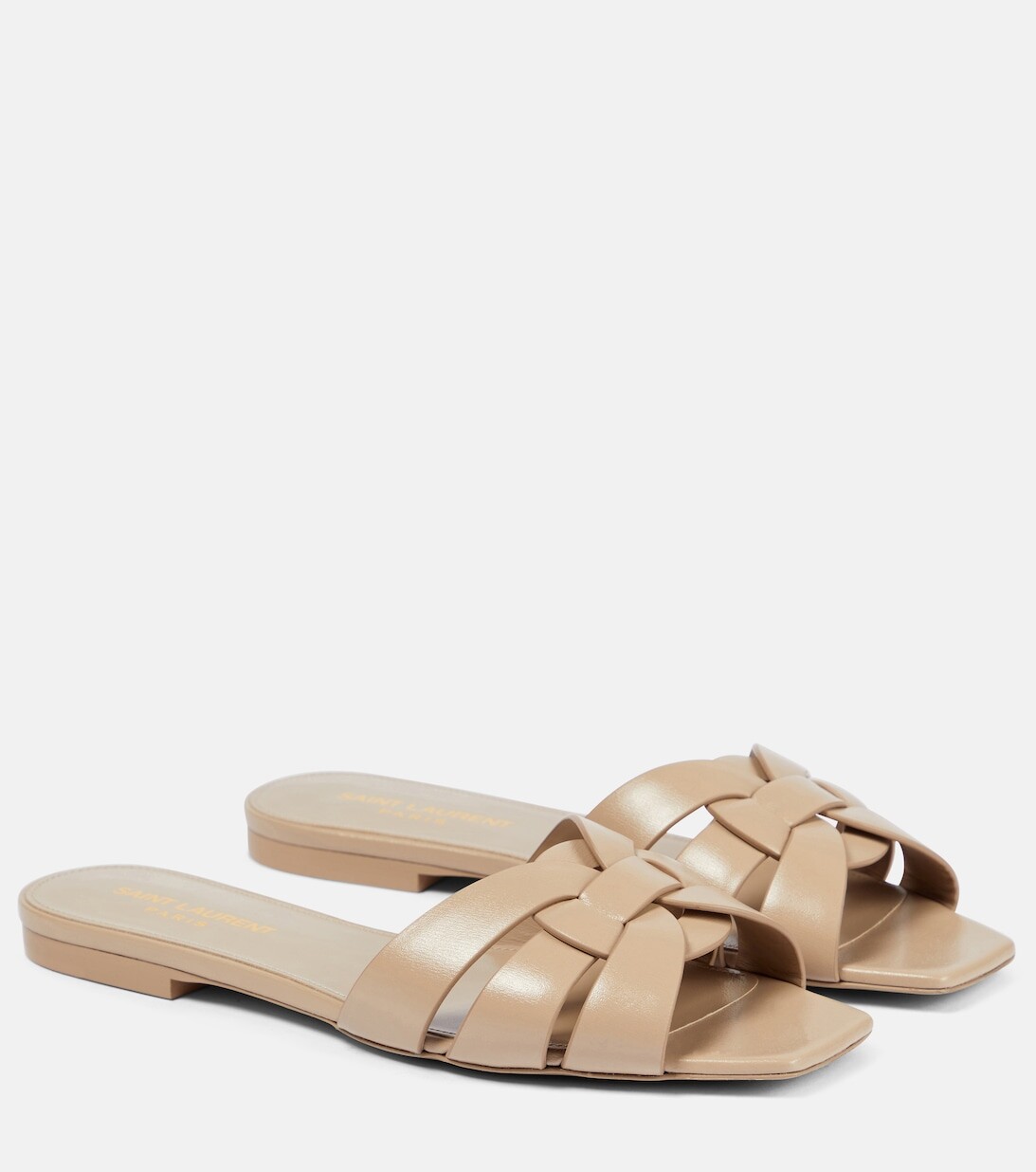 Кожаные сандалии Tribute Nu Pieds 05 Saint Laurent, бежевый