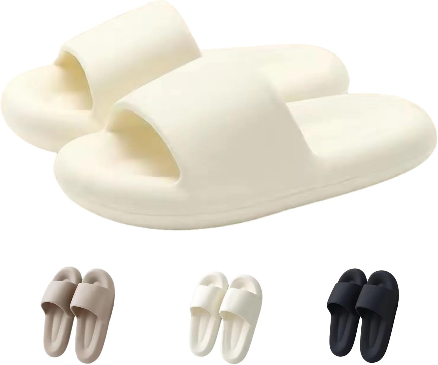 

Тапочки FRZTOUR для женщин и мужчин, противоскользящие шлепанцы-облака, толстая подошва, удобные летние пляжные сандалии, белый