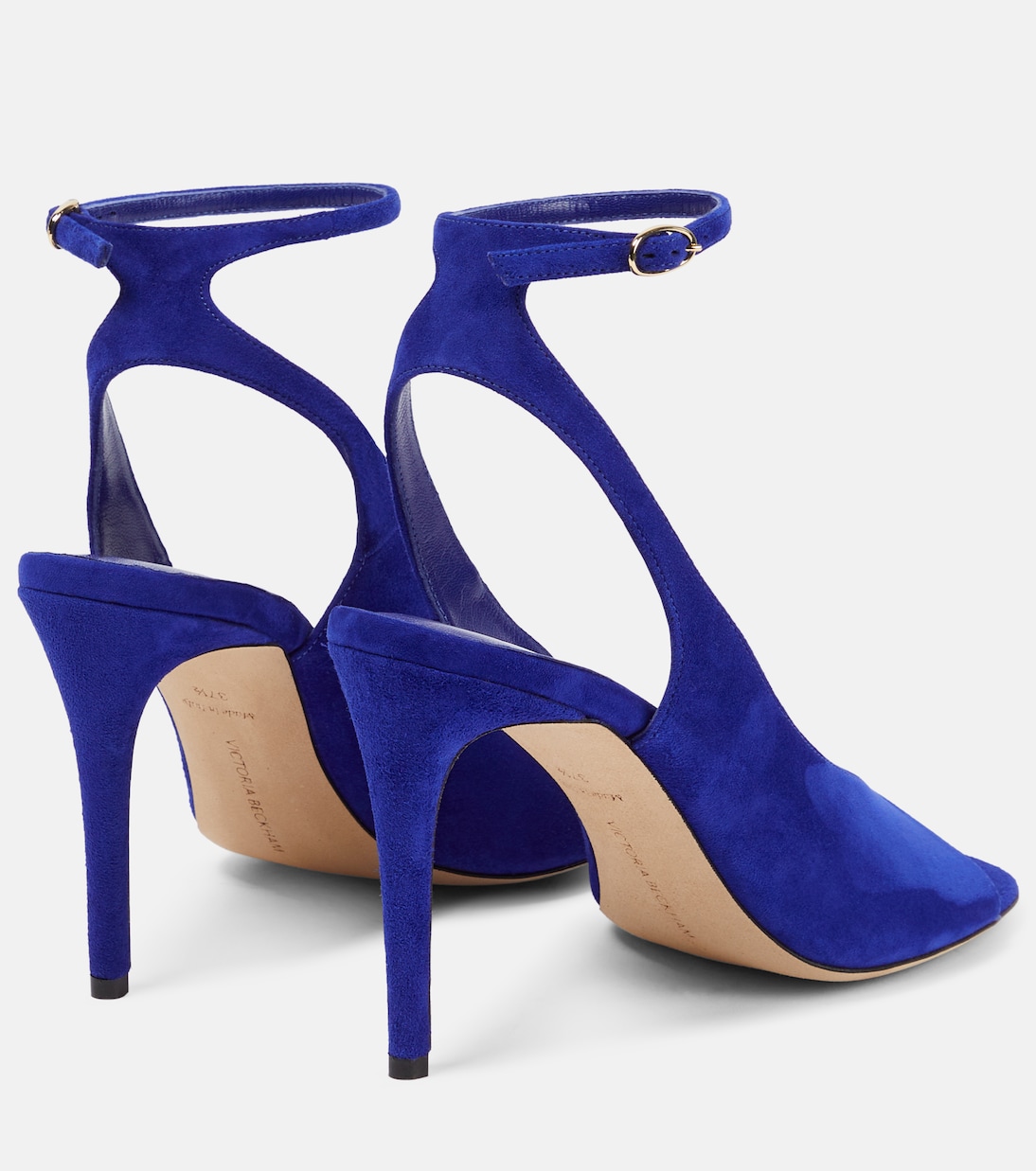 Замшевые сандалии с открытой пяткой Victoria Beckham, Night Blue — фото 3