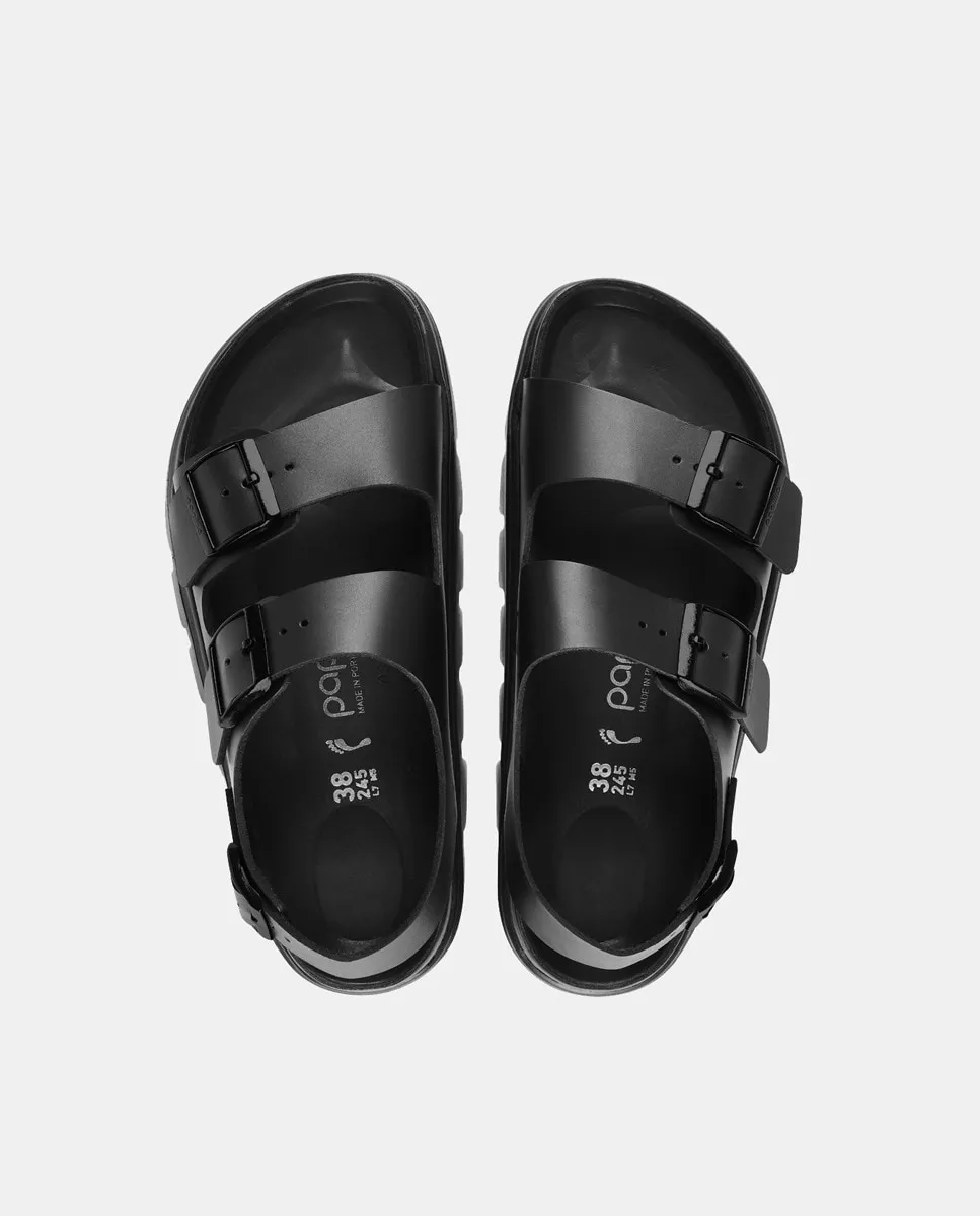 Женские сандалии Milano Chunky на плоской подошве из кожи Birkenstock, черный — фото 2