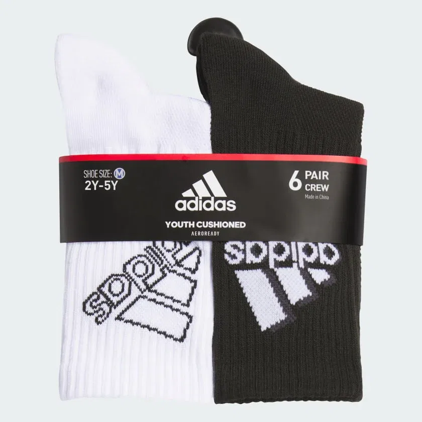 Детские носки средней высоты Cushioned Mixed 2.0 (6 пар) Adidas, Black / Scarlet / Medium Grey Heather/Iu9358 — фото 2