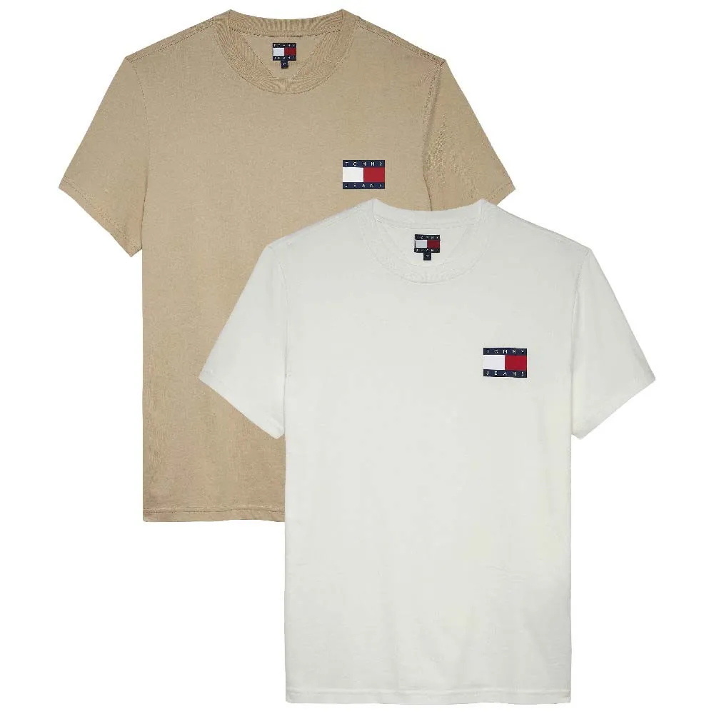 

Футболка Tommy Jeans Essential Flag Slim Fit с коротким рукавом, 2 шт, бежевый