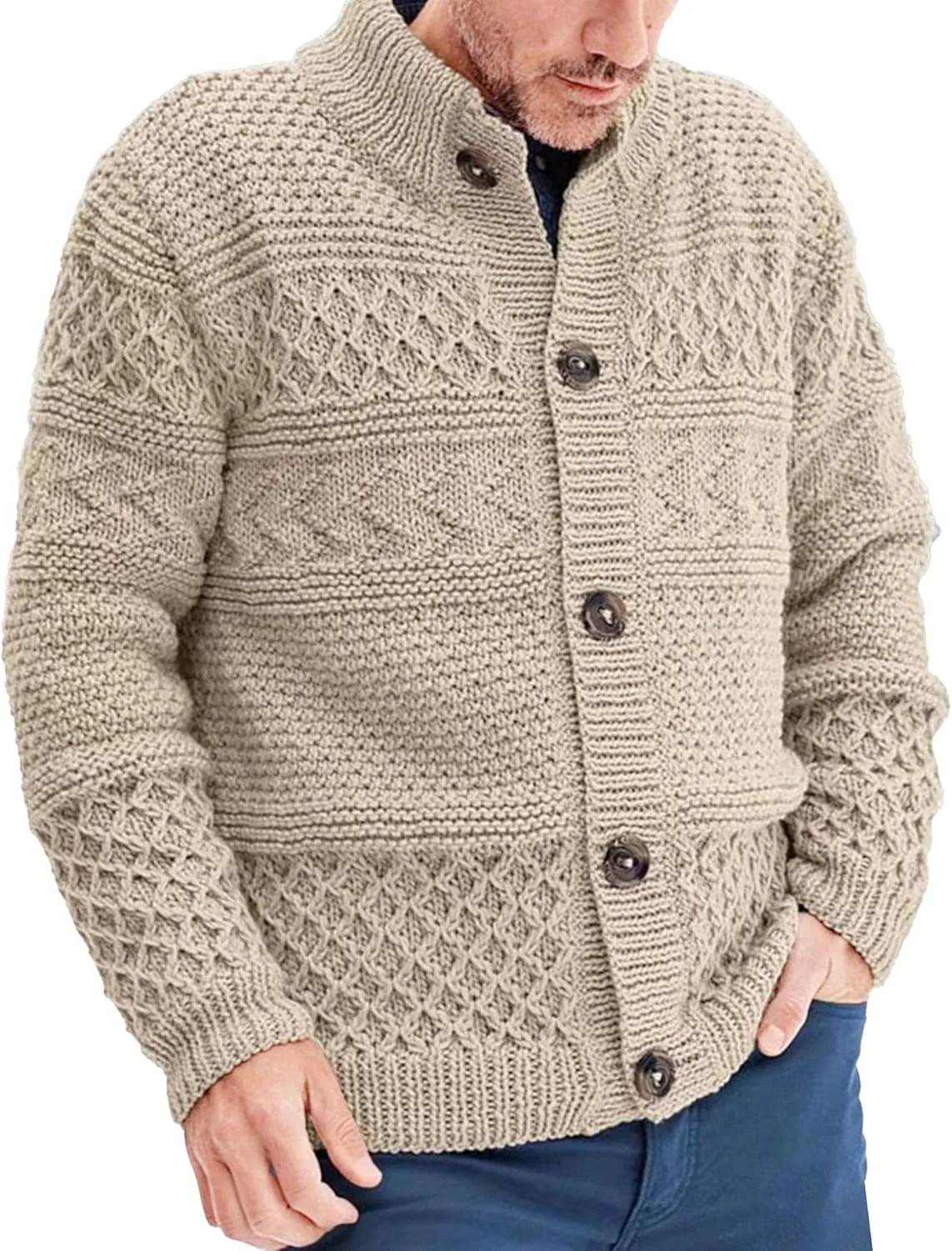 Мужской свитер с воротником стойкой Slim Fit
